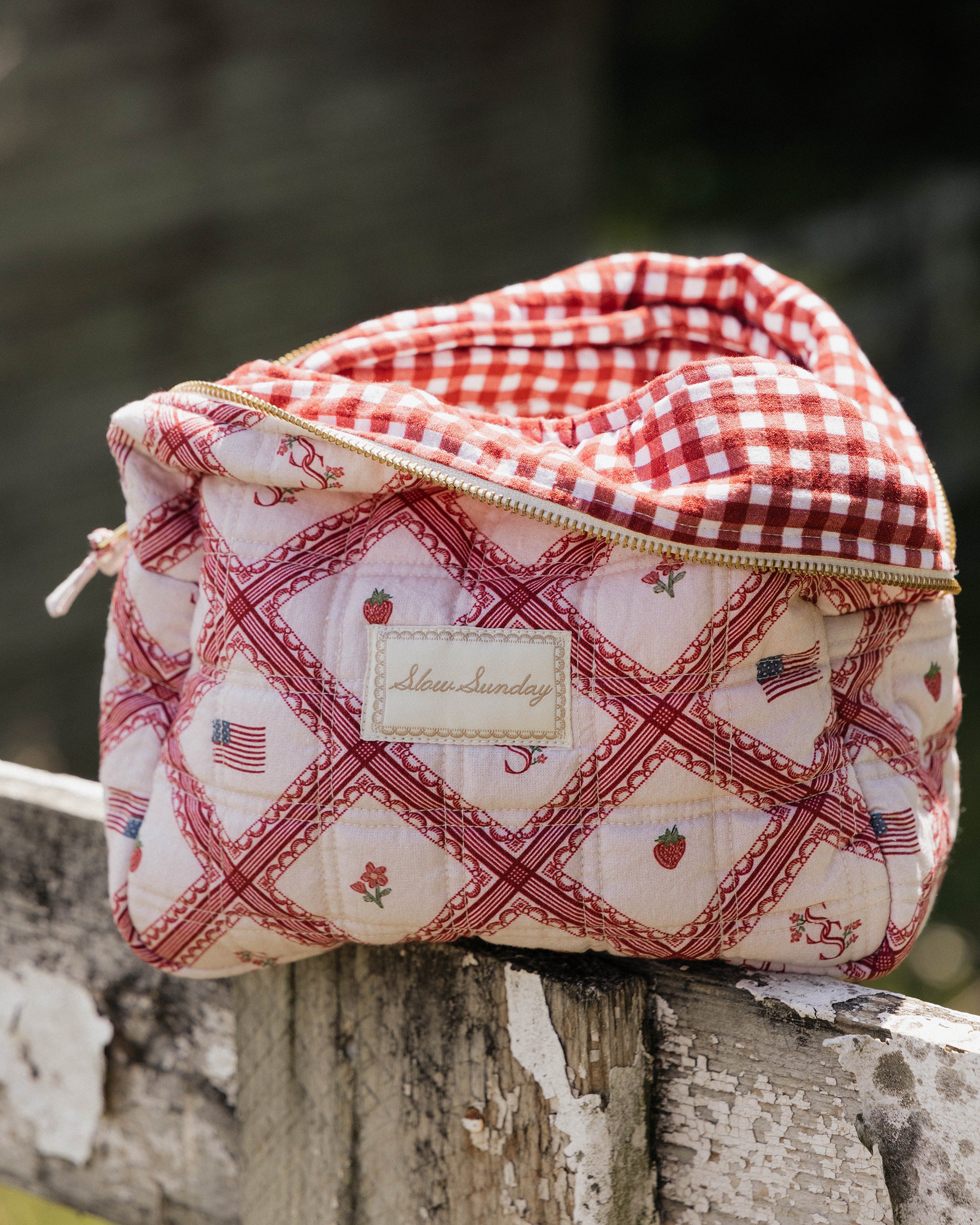 Americana Quilted Cosmetic Bag