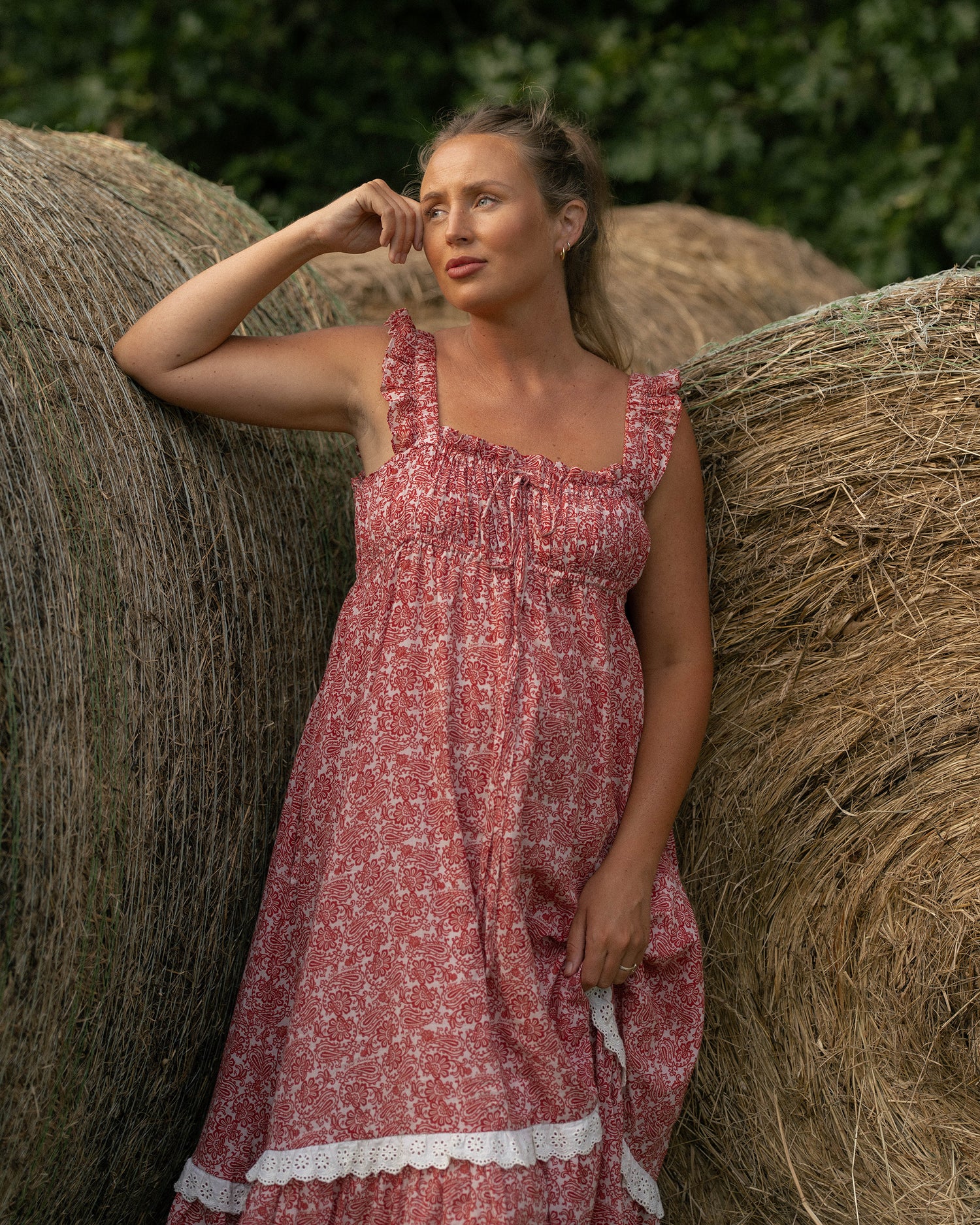 Ivy in Red Paisley